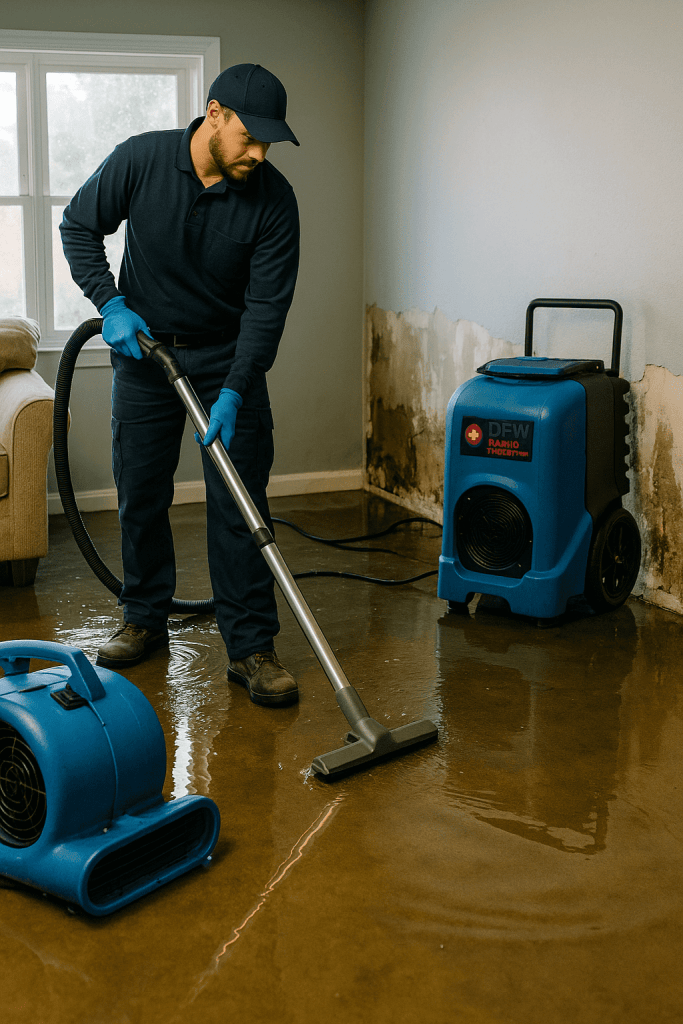 Man Cleaning Up Flood in House